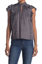 Rebecca Taylor Snake Print Jacquard Flutter Sleeve Silk Blend Blouse at Nordstrom Rack